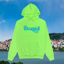 Load image into Gallery viewer, Stupid Face Hoodie (safety green)